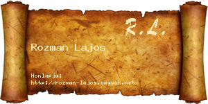 Rozman Lajos névjegykártya